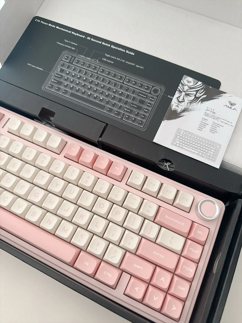 AULA F75 Pink Wireless Mechanical Keyboard RGB 75% Tri-Mode New
